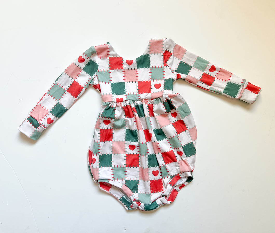 2t Christmas Patchwork Bubble Romper